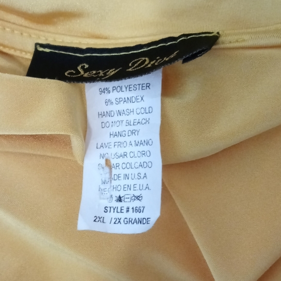 Sexy Diva Plus Size Canary Yellow Collared V Neck Wrap Maxi Gown W/ Pockets 2XL - Picture 7 of 8